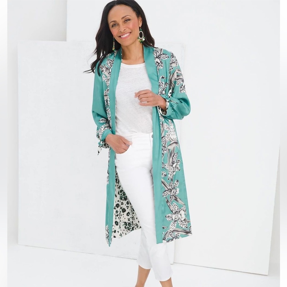 Reversible Floral to Animal-Print Duster Jacket